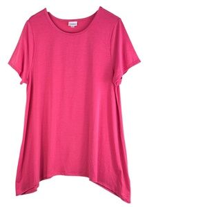 Lularoe Melissa Sz 2XL 2X 18 20 Top Shirt Tunic Tee Coral Pink Solid Shark Bite